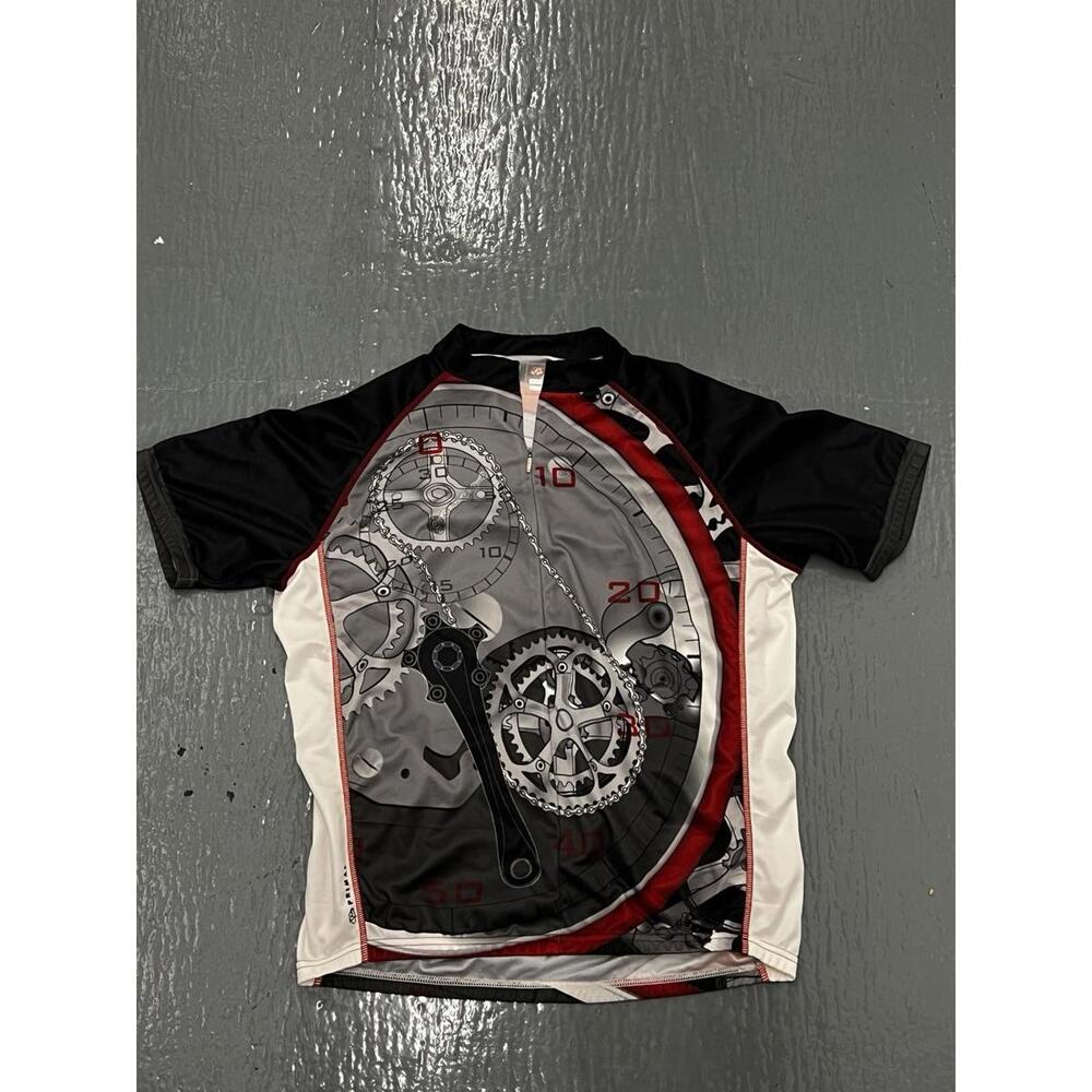 Primal Wear Racing Men's XL Gear & Chain Cycling Jersey 3/4 Zip Graphic Print